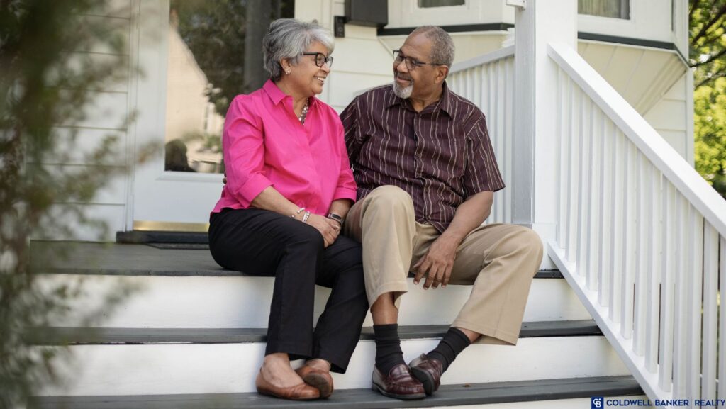 Older couple sitting on steps
